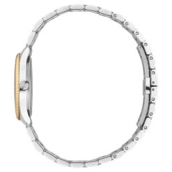 DAMES Gucci Horloges^29 mm roestvrijstalen kast, roségoud vergulde lunet, zilveren wijzerplaat, roestvrijstalen armband, quartz uurwerk