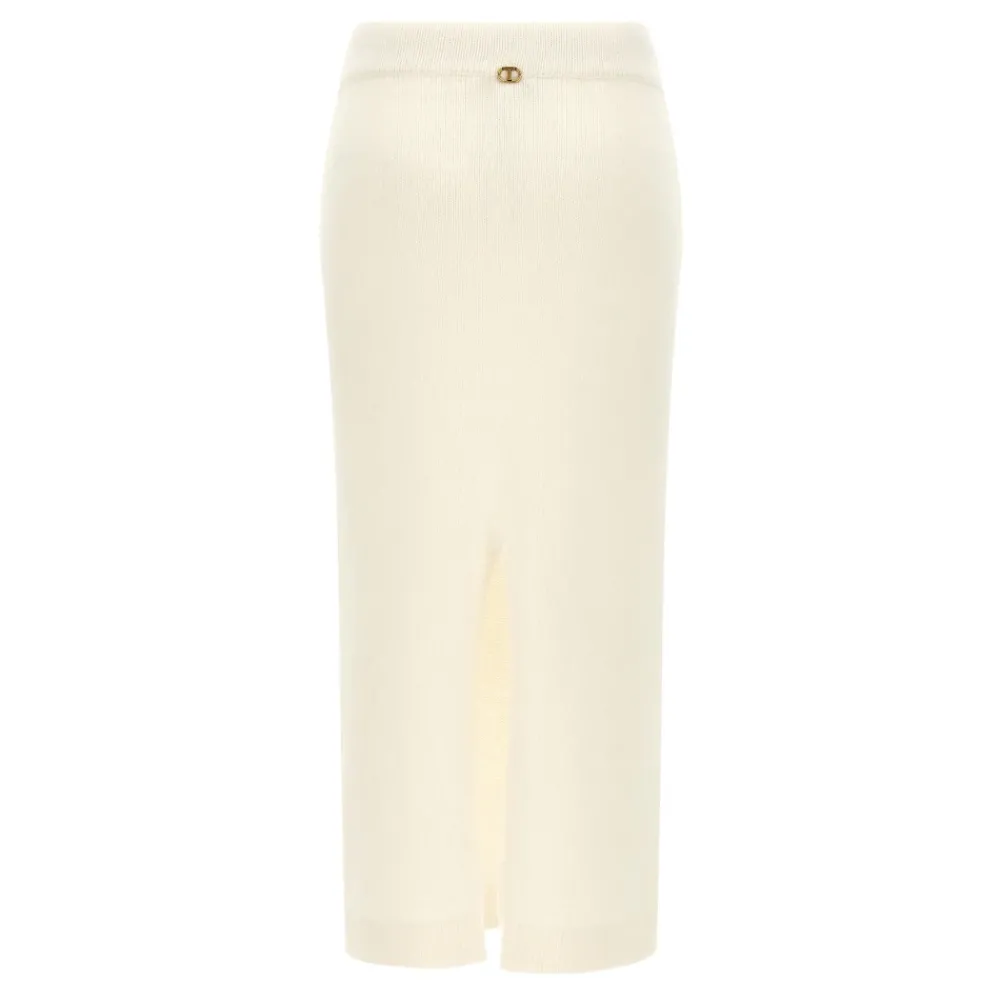 DAMES Twinset Angora Blend Gebreide Longuette Rok