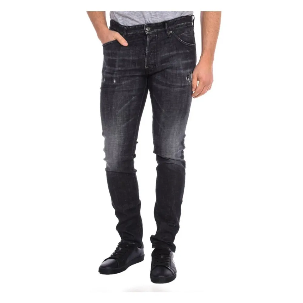 Heren Dsquared2 Jeans^Antraciet Katoenen Skinny Jeans