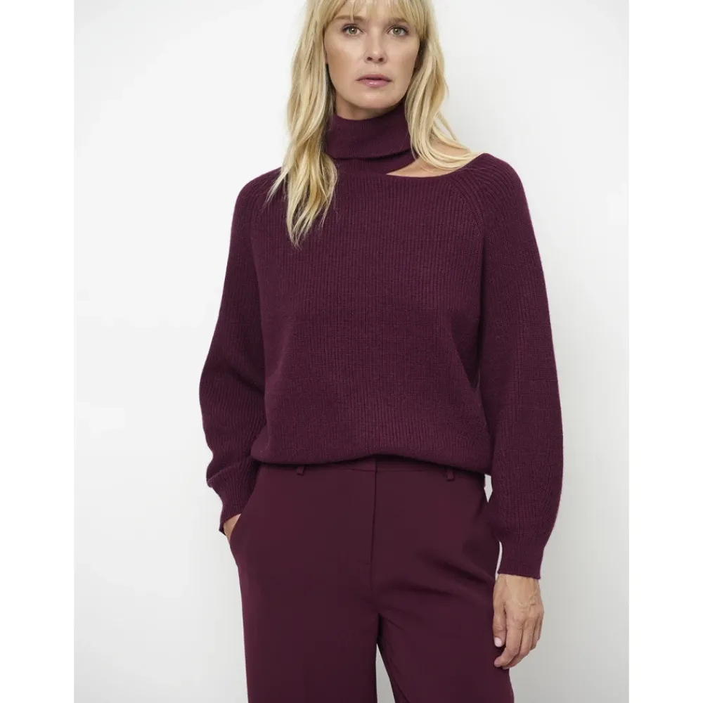 DAMES Dante 6 Asymmetrische Mulberry Red Sweater