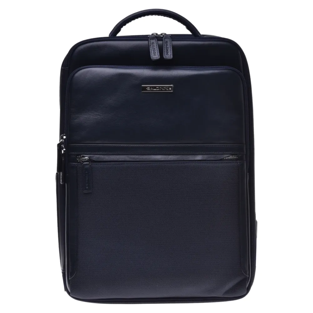 Heren Baldinini Rugzakken^Backpack in blue leather and nylon