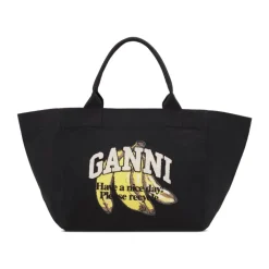DAMES Ganni Shoppers^Banana Print Shopper Tas