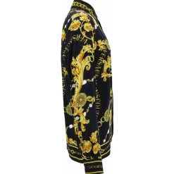 Heren Versace Jeans Couture Overhemden^Barok Patroon Lange Mouw Shirt Zwart