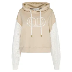 DAMES Twinset Hoodies & Sweatvesten^Katoenen Hoodie met Gebreide Mouwen