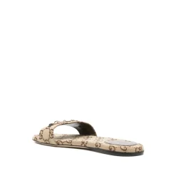 DAMES Gucci Beige Monogram Horsebit Sandalen