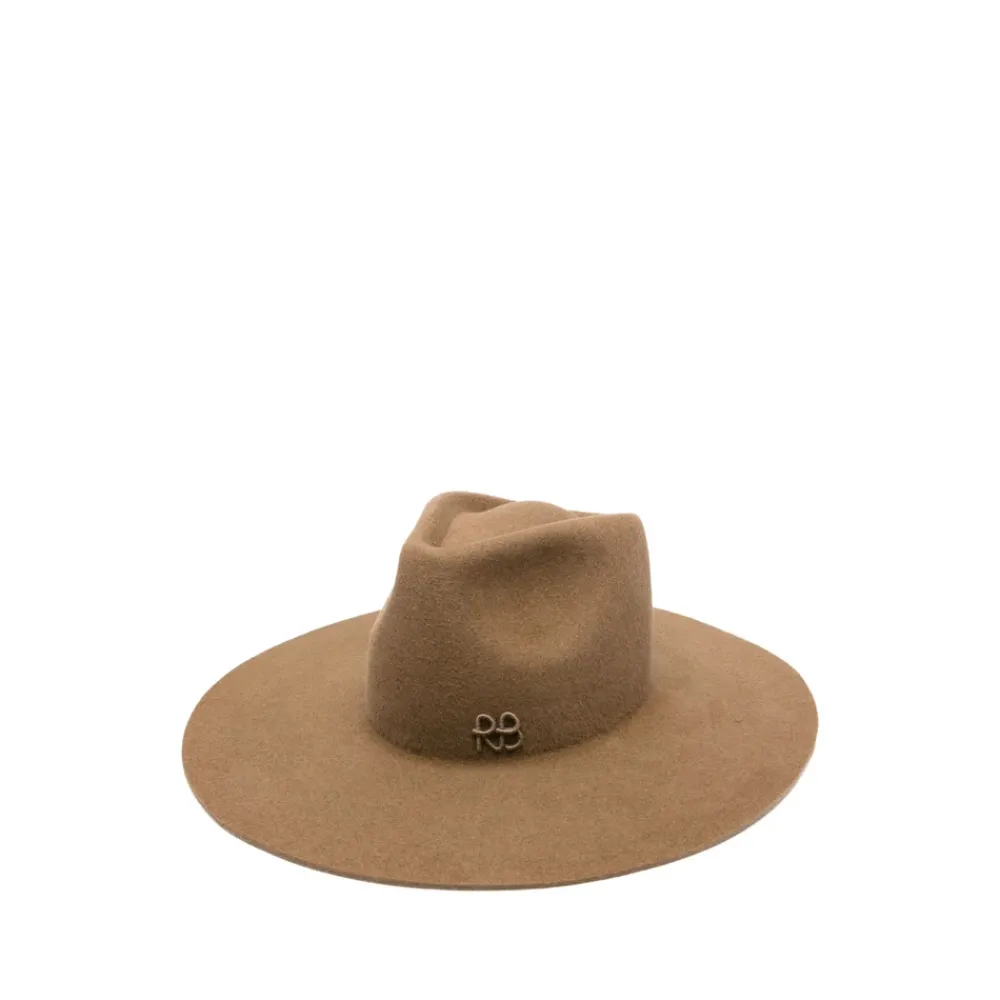 DAMES Ruslan Baginskiy Beige Vilt Brede Rand Teardrop Hoed