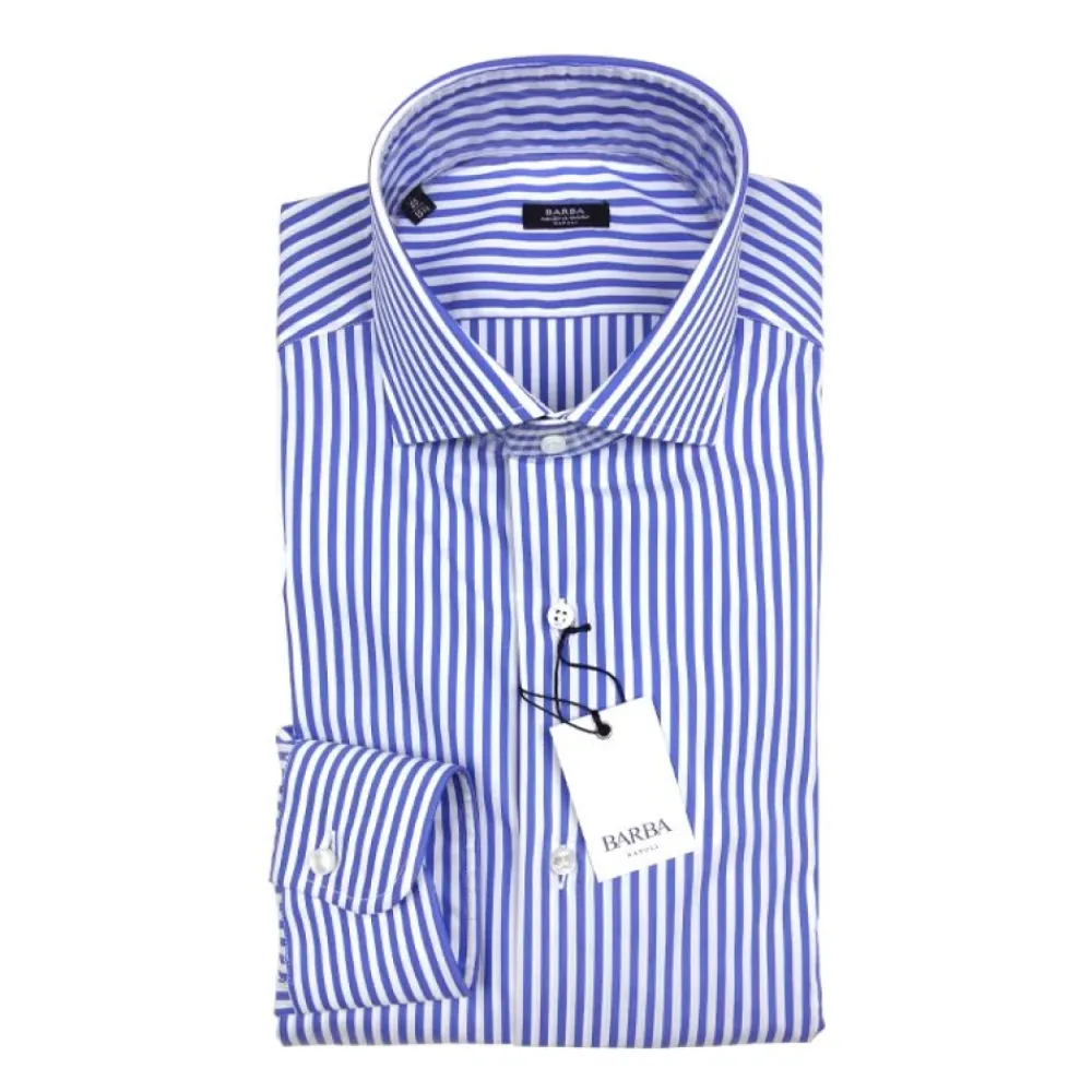 Heren Barba Napoli en wit gestreept overhemd - Culto model