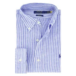 Heren Polo Ralph Lauren Gestreept Linnen Casual Overhemd