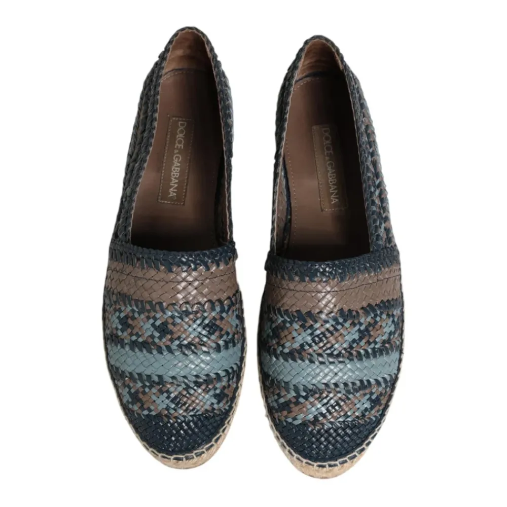 Heren Dolce & Gabbana Espadrilles^Grijs Geweven Leren Espadrilles