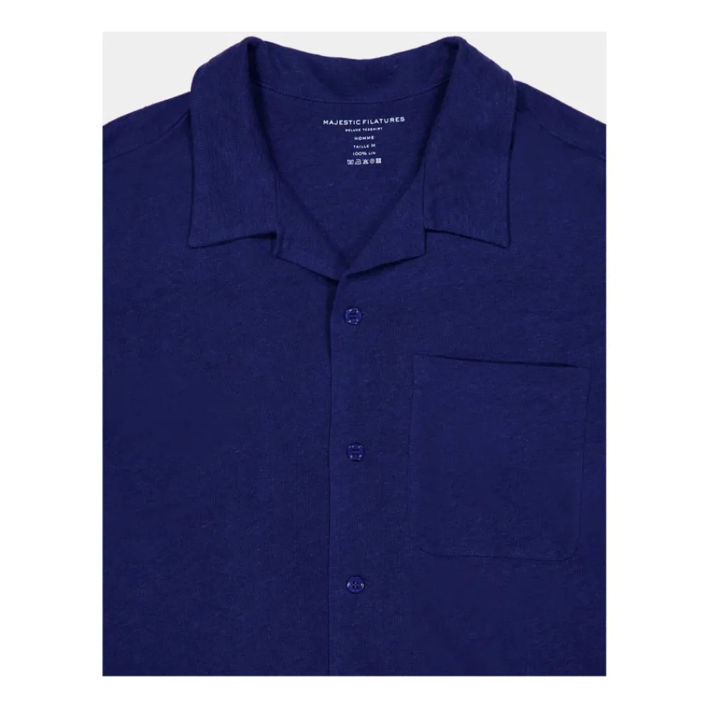 Heren Majestic Filatures Linnen Overhemd Korte Mouw