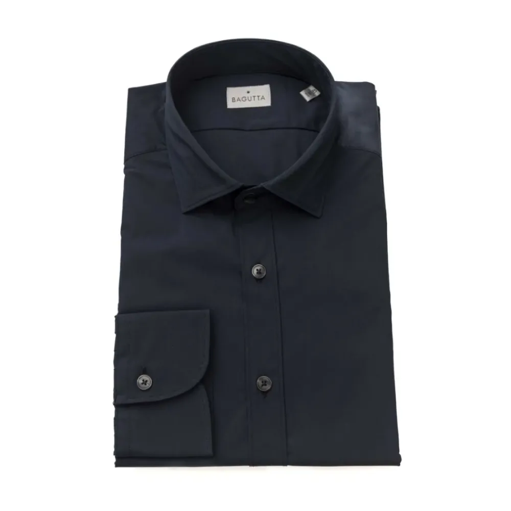 Heren Bagutta Overhemden^Slim Fit Katoenen Overhemd