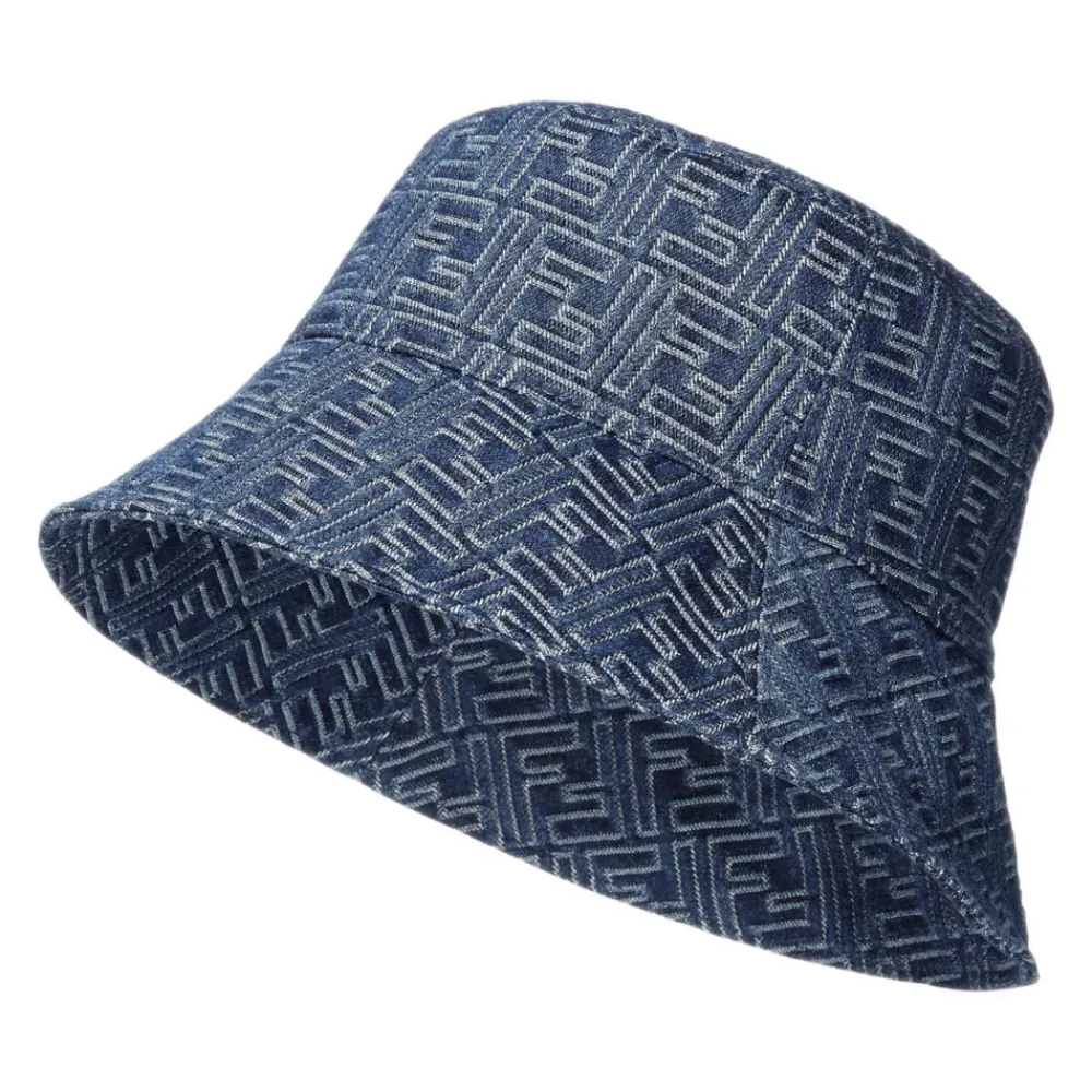 Heren Fendi e Denim Bucket Hat Made in Italy