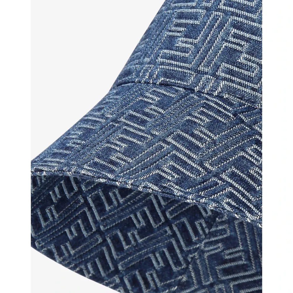 Heren Fendi e Denim Bucket Hat Made in Italy