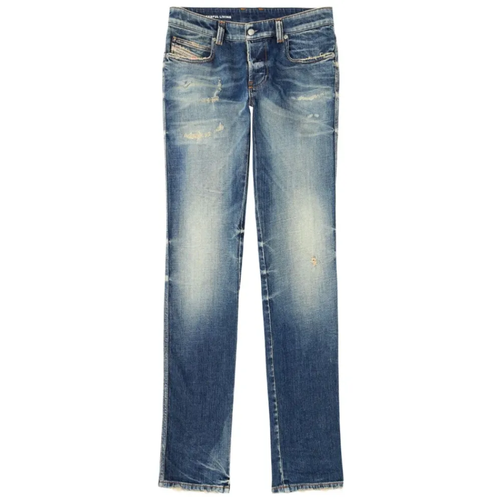 Heren Diesel Jeans^e Faded Jeans met Rafelzoom