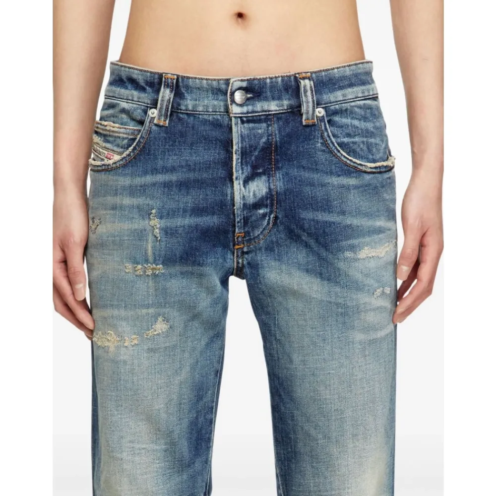 Heren Diesel Jeans^e Faded Jeans met Rafelzoom