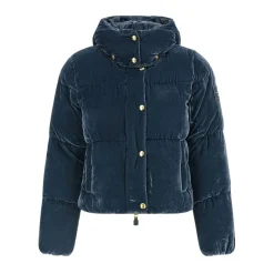 DAMES Elisabetta Franchi e Fluweel Gewatteerde Jas met Afneembare Capuchon