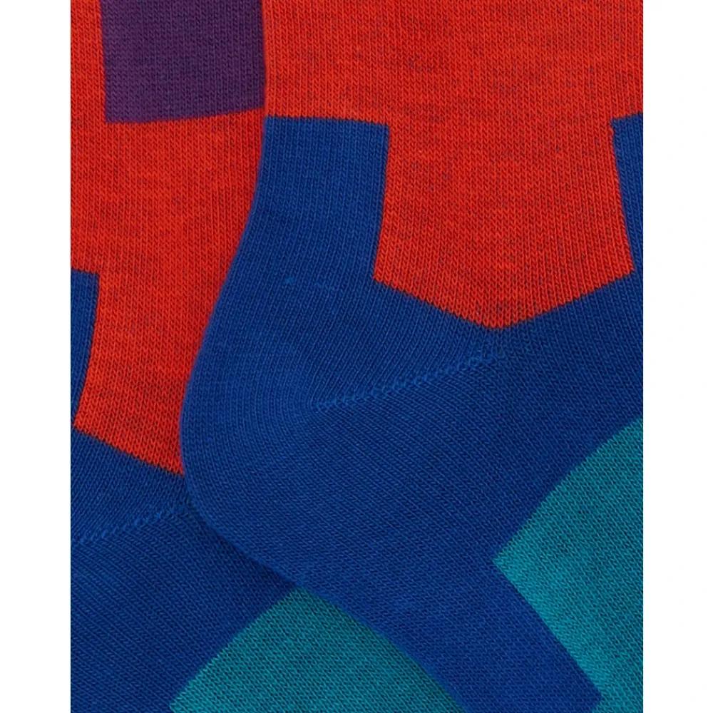 GALLO Ondergoed & Sokken^Blauwe geometrische katoenen kindersokken