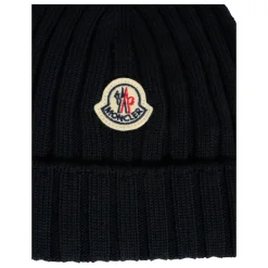 Moncler e Geribbelde Wollen Beanie Muts