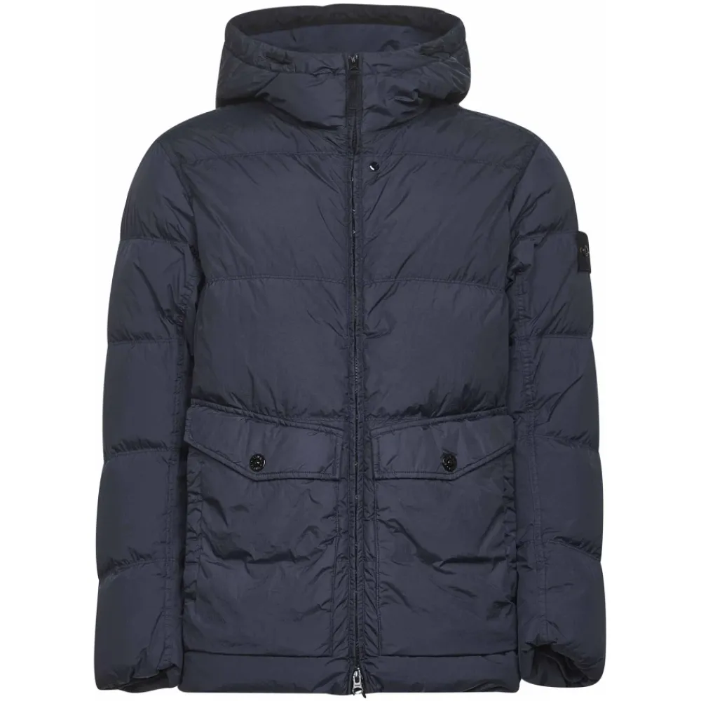 Heren Stone Island e Gewatteerde Hooded Donsjas