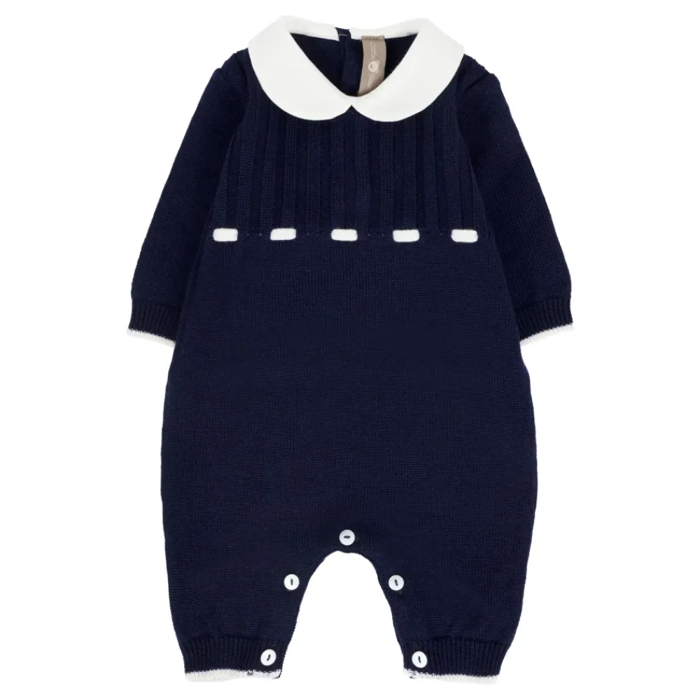 Little Bear Jumpsuits^e wollen jumpsuit met Peter Pan-kraag