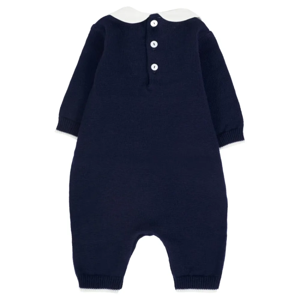 Little Bear Jumpsuits^e wollen jumpsuit met Peter Pan-kraag