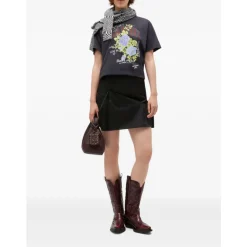 DAMES Ganni Shirts^Bloemen Grafische Print Korte Mouw Tee