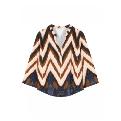 DAMES Gustav Blouse met V-hals in Navy/Rose