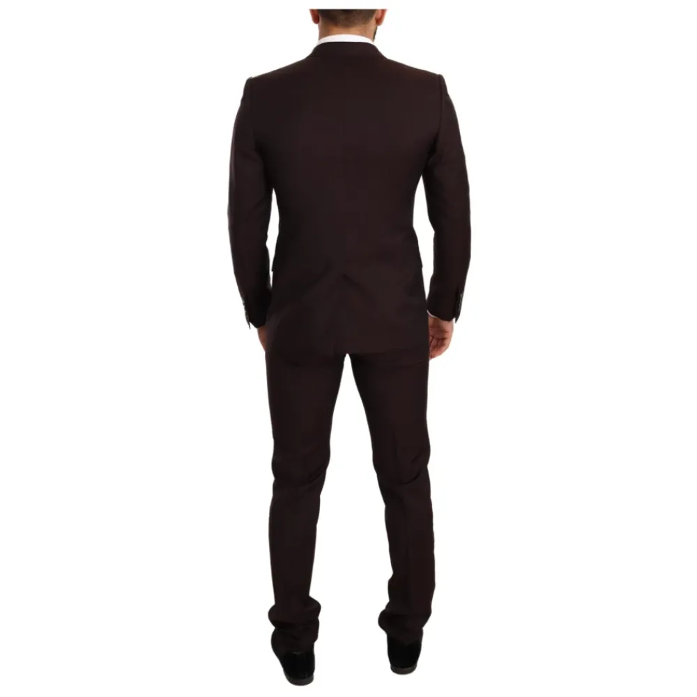Heren Dolce & Gabbana Bordeaux Gestreept Slim Fit Pak
