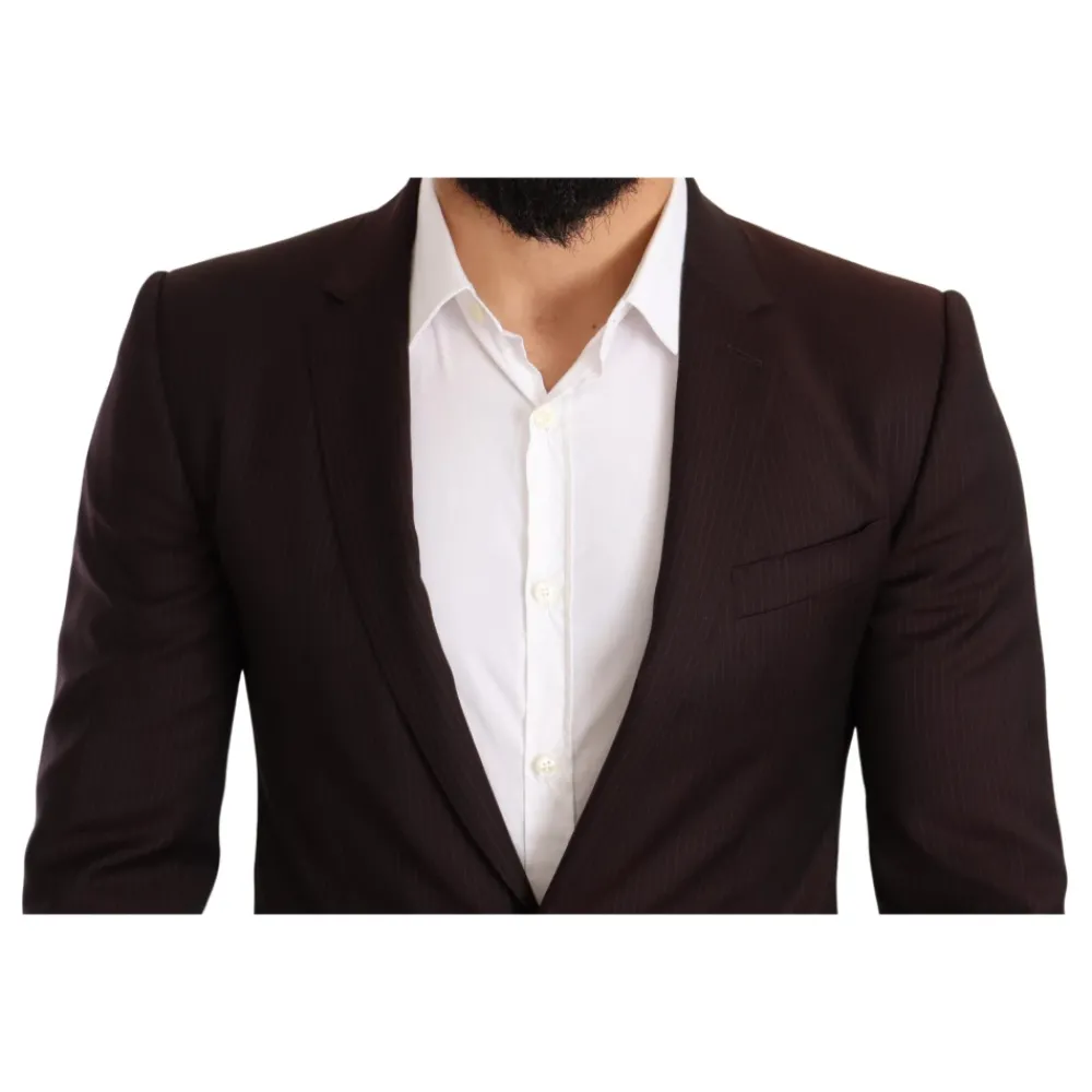Heren Dolce & Gabbana Bordeaux Gestreept Slim Fit Pak