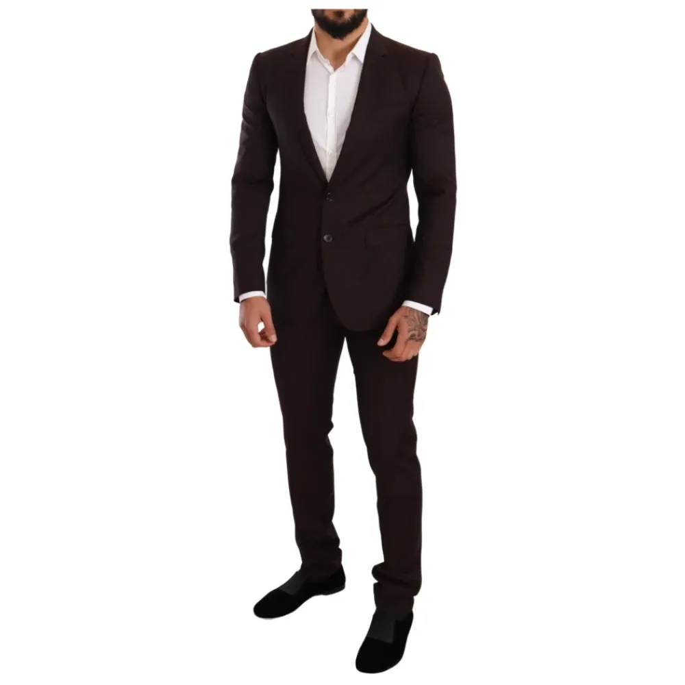 Heren Dolce & Gabbana Bordeaux Gestreept Slim Fit Pak