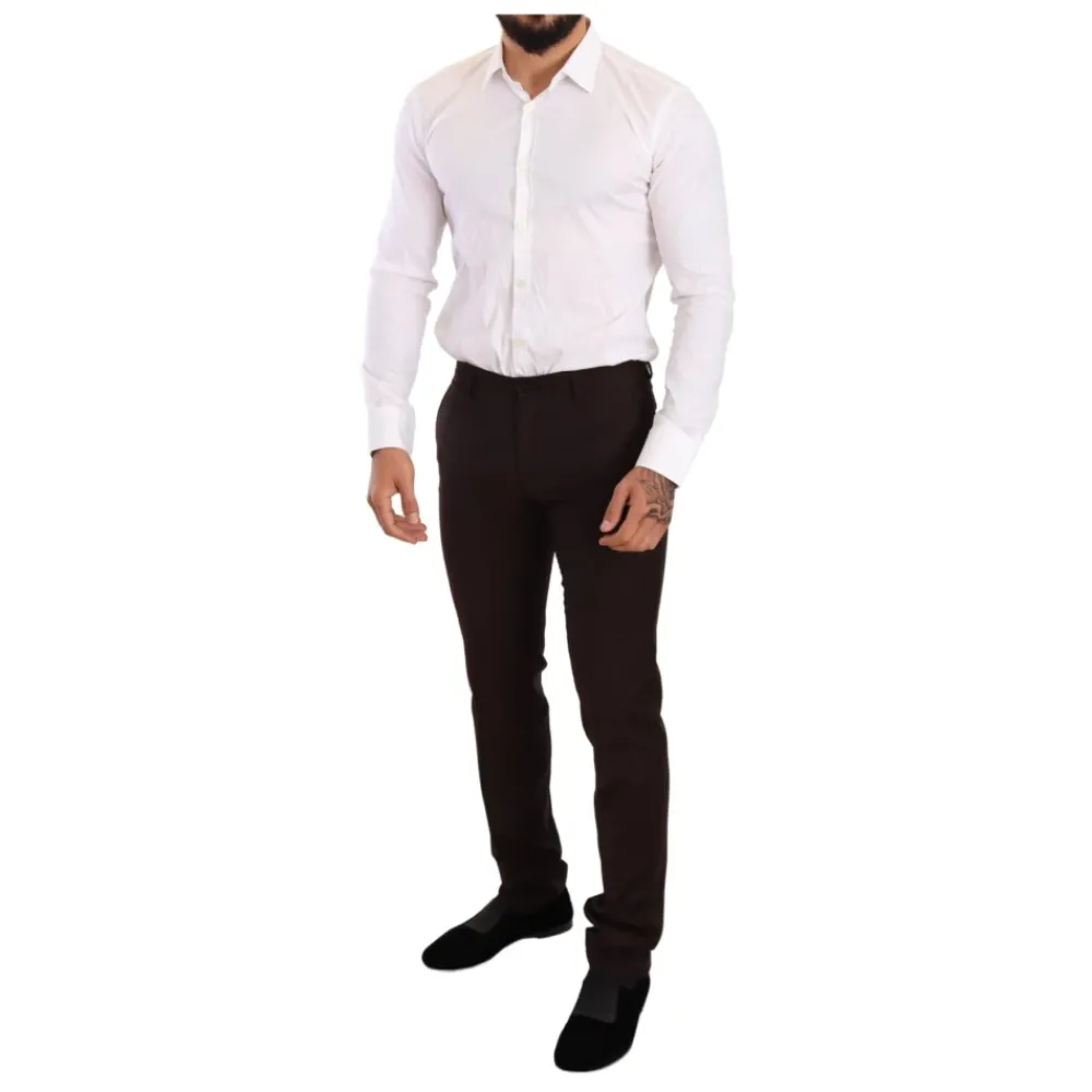 Heren Dolce & Gabbana Bordeaux Gestreept Slim Fit Pak