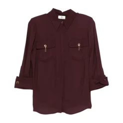 DAMES Elisabetta Franchi Blouses^Bordeaux Klassieke Kraag Shirt Charme Details