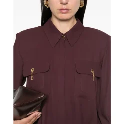 DAMES Elisabetta Franchi Blouses^Bordeaux Klassieke Kraag Shirt Charme Details
