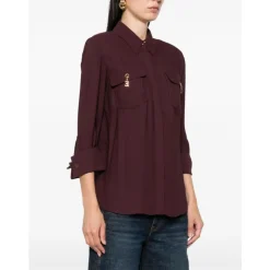 DAMES Elisabetta Franchi Blouses^Bordeaux Klassieke Kraag Shirt Charme Details