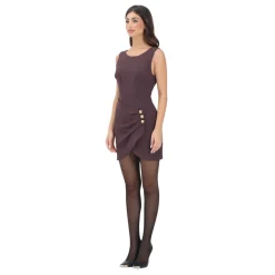 DAMES Elisabetta Franchi Jurken^Bordeaux Korte Jurk met Draperie