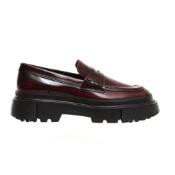 DAMES Hogan Loafers^Bordeaux Leren Loafer Mocassin