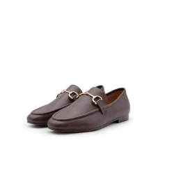 DAMES Bibi Lou Bordeaux Leren Mocassin met Gouden Klem