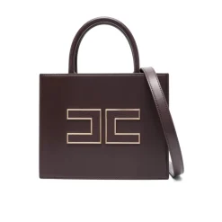 DAMES Elisabetta Franchi Handtassen^Bordeaux Logo In reliëf Handtas