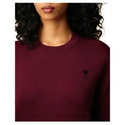 DAMES Ami Paris Truien & Vesten^Bordeaux Merino Wol Crewneck Sweater