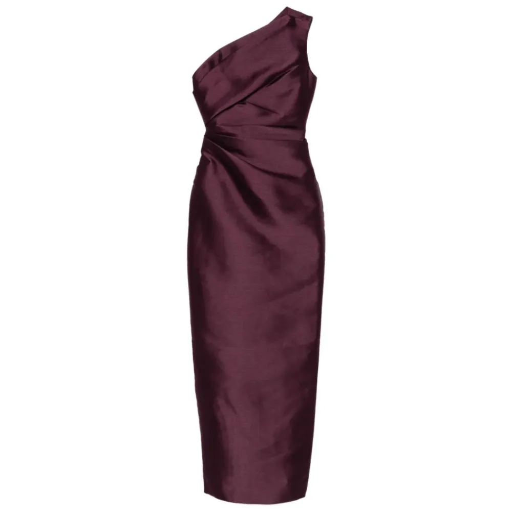 DAMES Solace London Bordeaux One-Shoulder Maxi Jurk