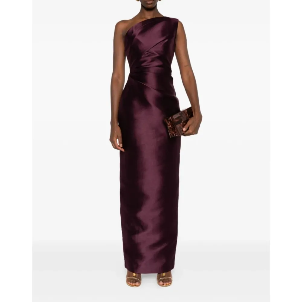 DAMES Solace London Bordeaux One-Shoulder Maxi Jurk