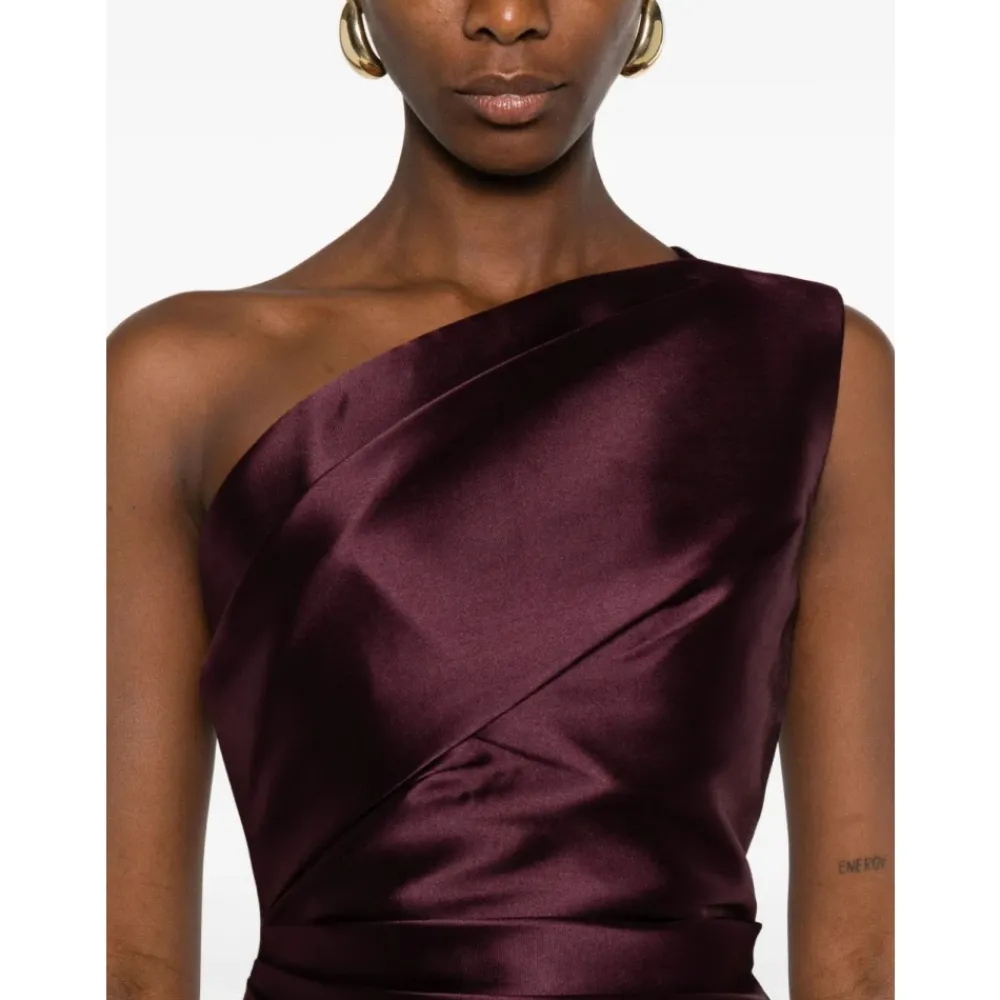 DAMES Solace London Bordeaux One-Shoulder Maxi Jurk