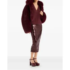 DAMES ROTATE Birger Christensen Rokken^Bordeaux Paillet Potlood Rok