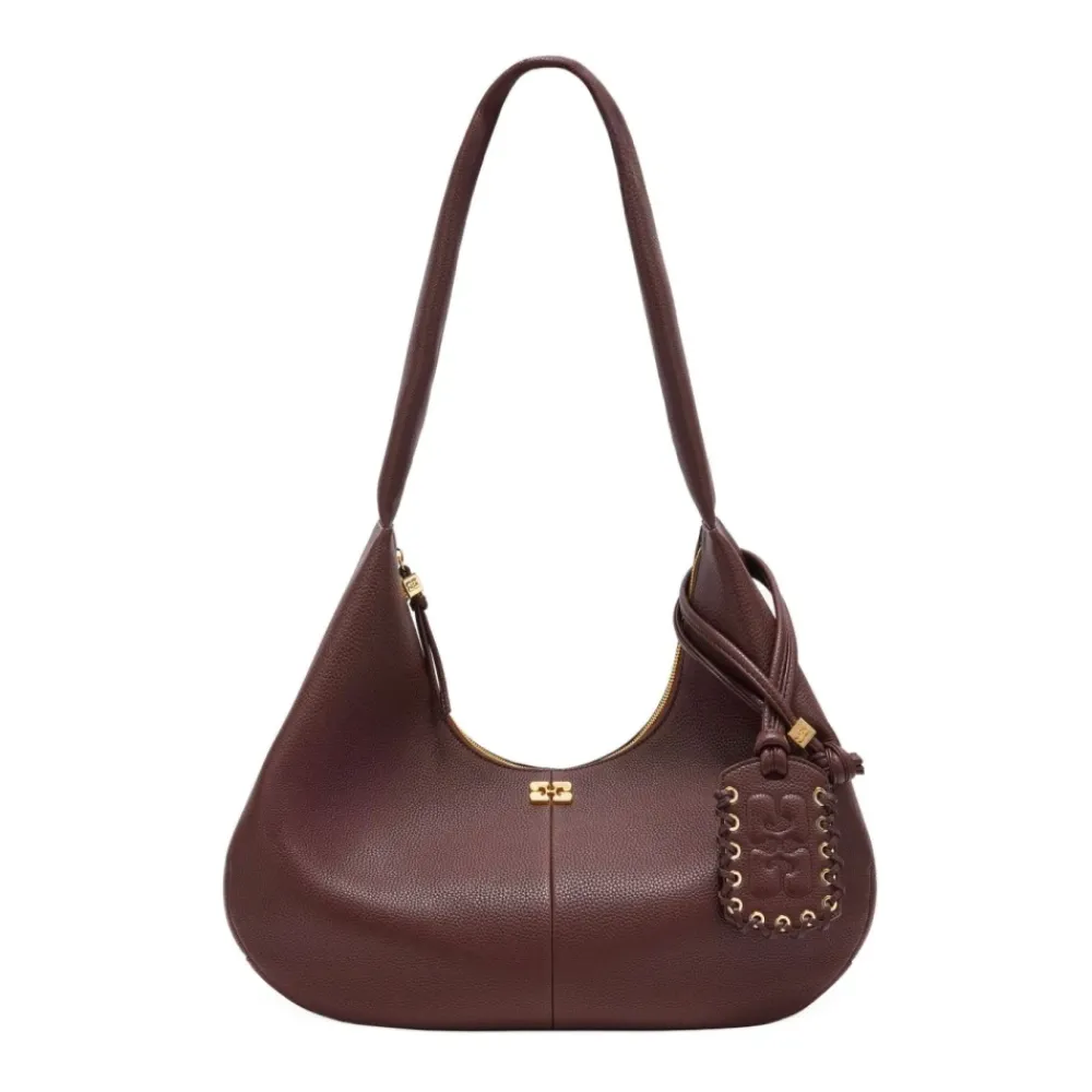 DAMES Ganni Bordeaux Schoudertas Stijlvol en veelzijdig