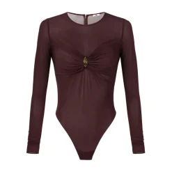 DAMES Elisabetta Franchi Shirts^Bordeauxrode Jersey Bodysuit met Snake Motif