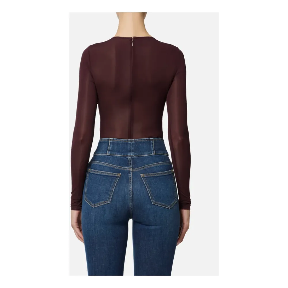 DAMES Elisabetta Franchi Shirts^Bordeauxrode Jersey Bodysuit met Snake Motif