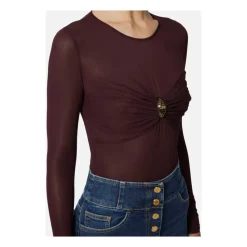 DAMES Elisabetta Franchi Shirts^Bordeauxrode Jersey Bodysuit met Snake Motif