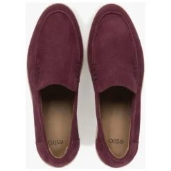 DAMES Estro Loafers^Bordeauxrode Velours Loafers