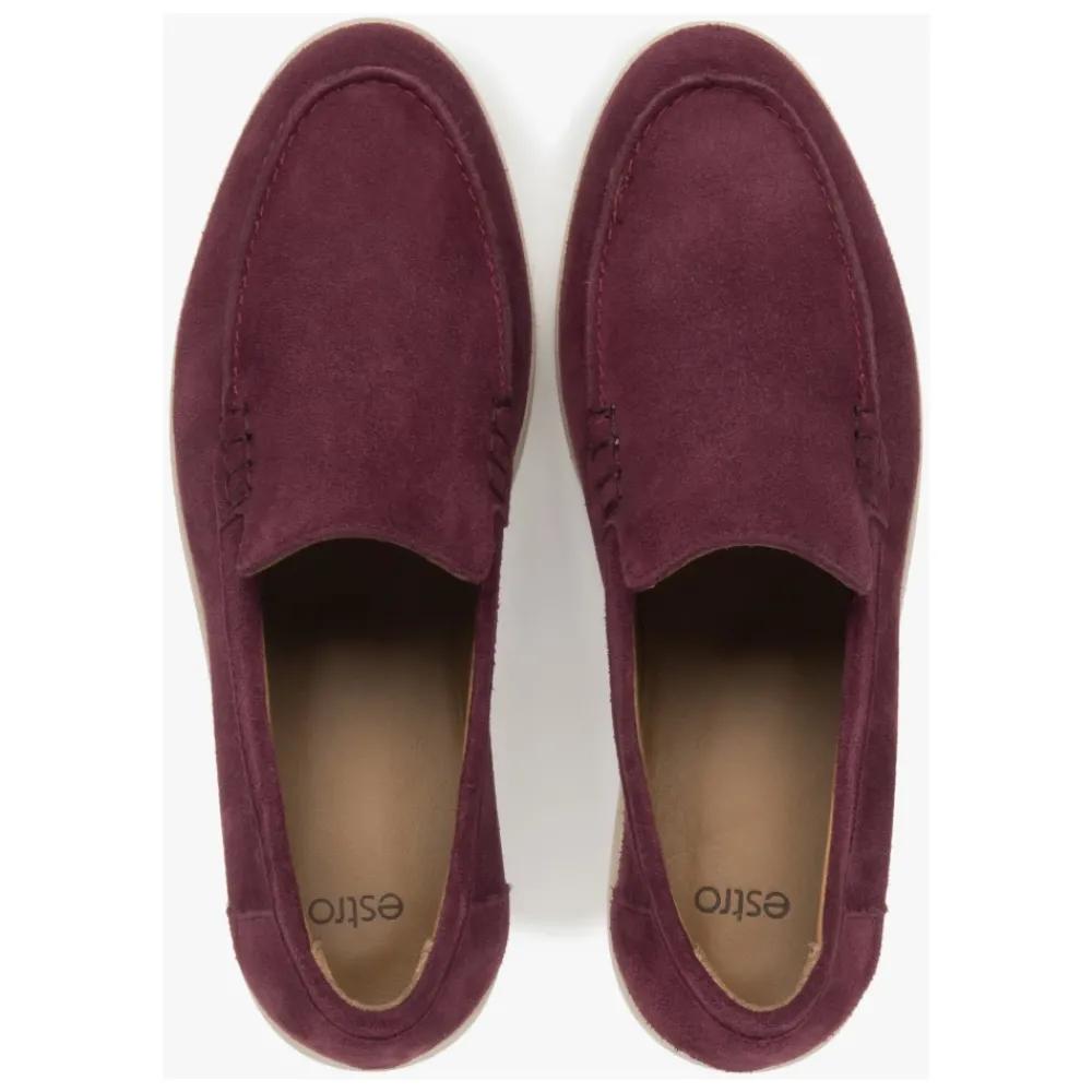DAMES Estro Loafers^Bordeauxrode Velours Loafers