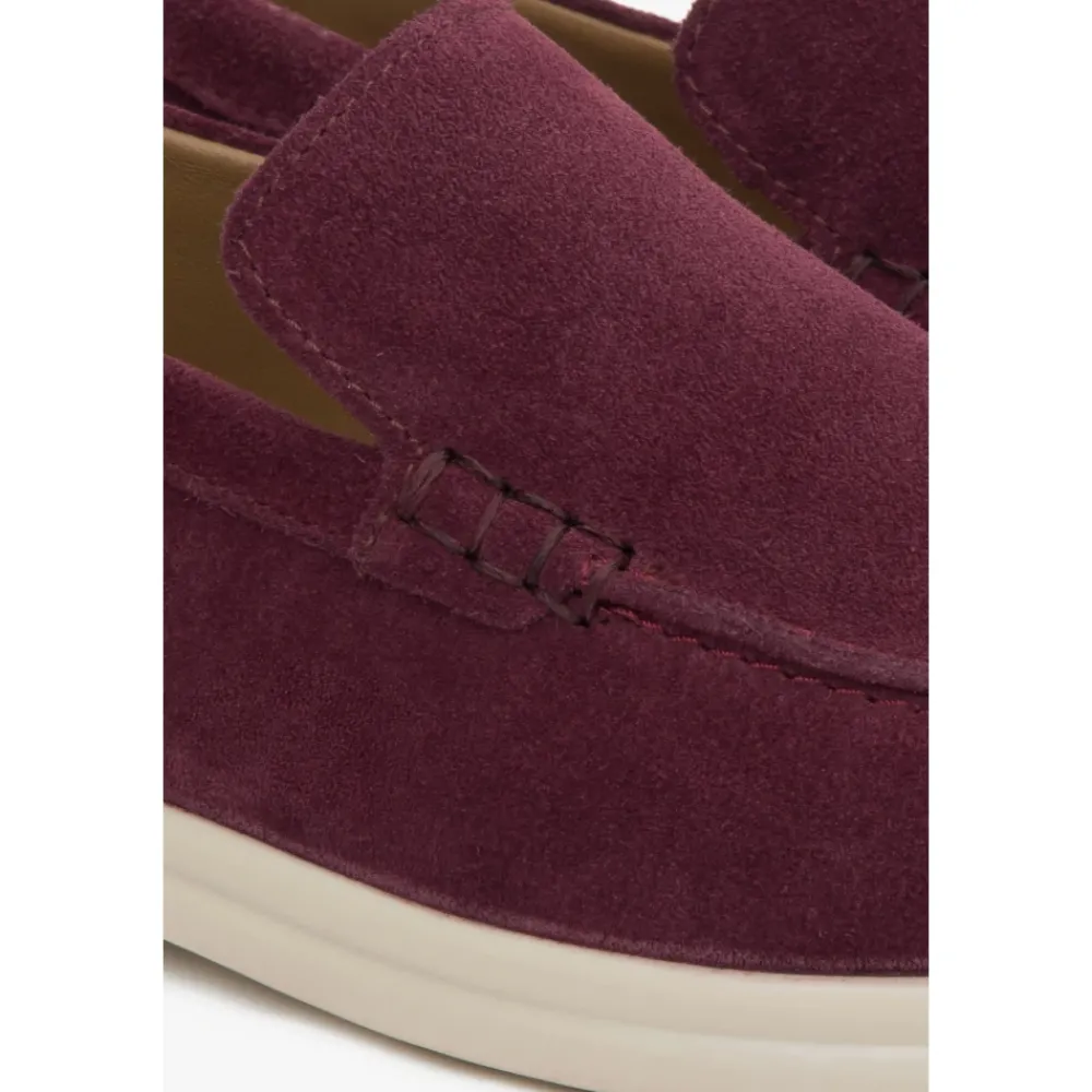 DAMES Estro Loafers^Bordeauxrode Velours Loafers